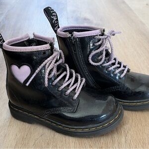 Dr. Martens Kids Black and Purple Heart Boots